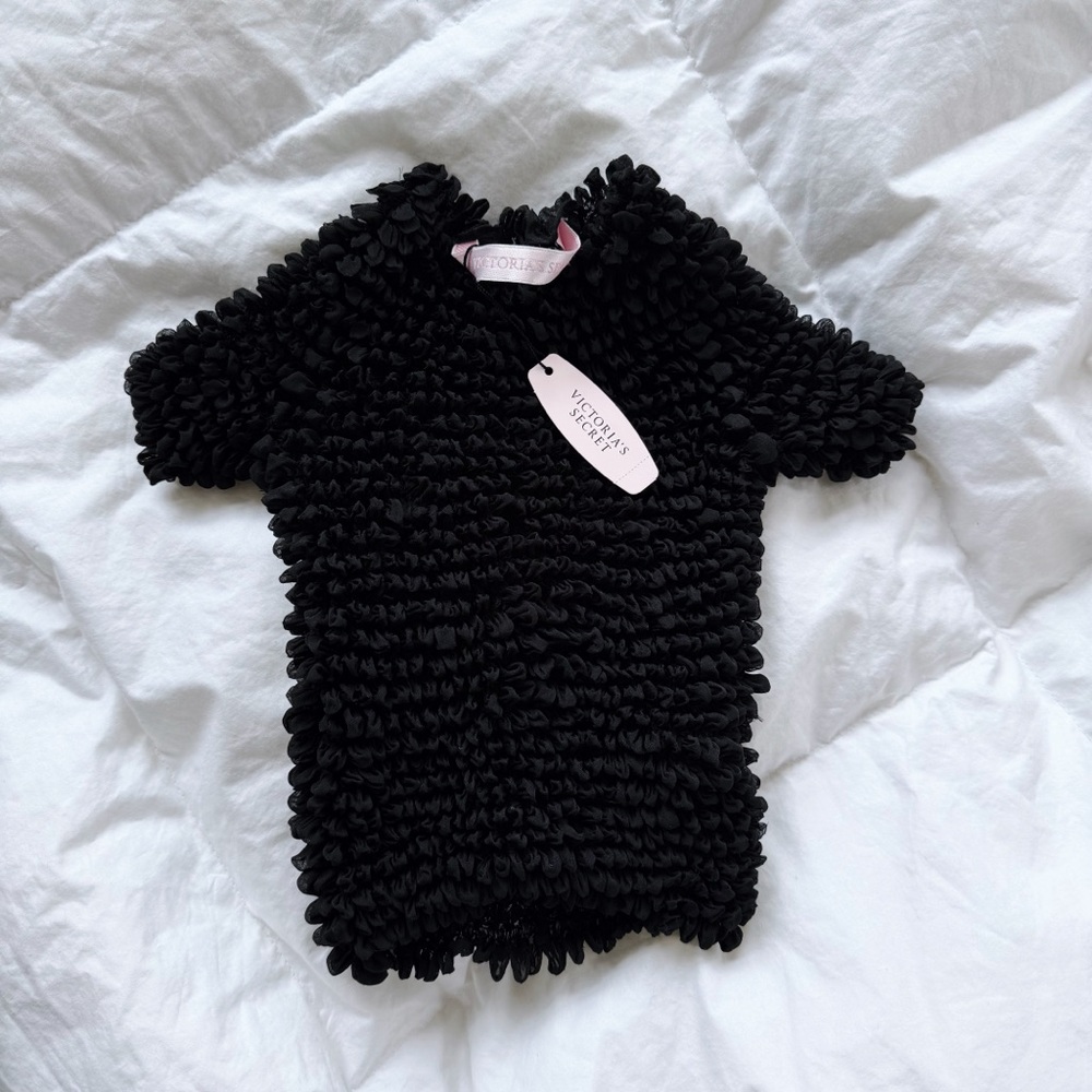 Victoria’s Secret y2k Black Sheer Popcorn Shirt One Size
